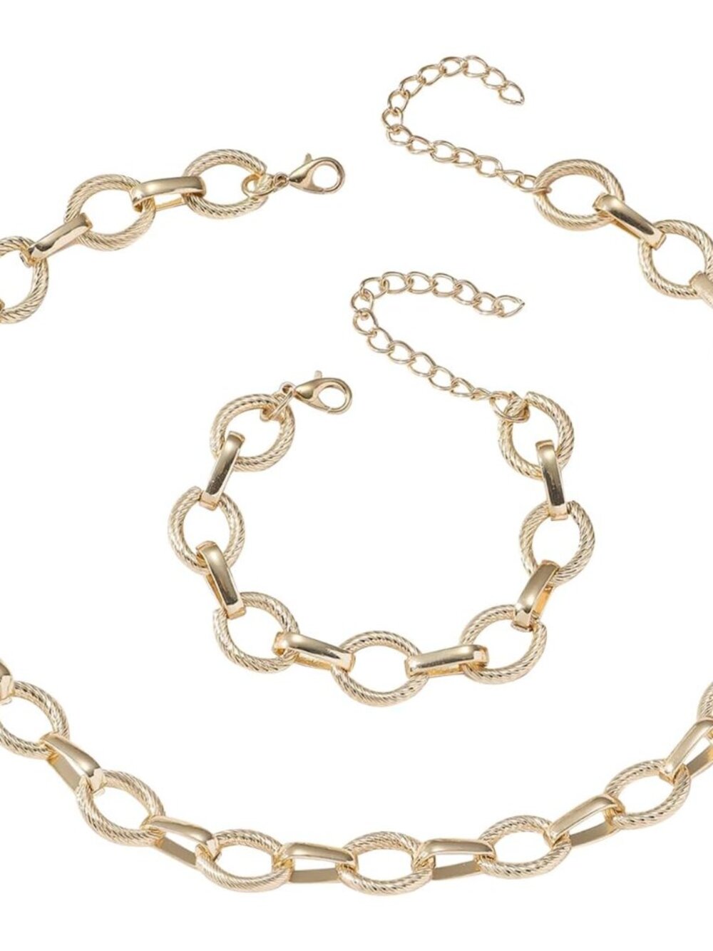 Chunky Necklace and Bracelets Set Statement Necklace for Women Silver Chunky Nec